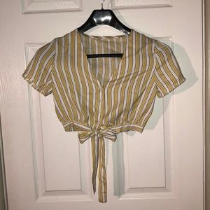 Cute Yellow Striped Crop Top